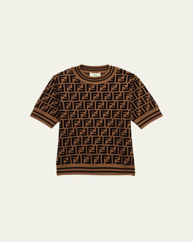 Girl's Allover FF Logo Sweater, Size 8-14
