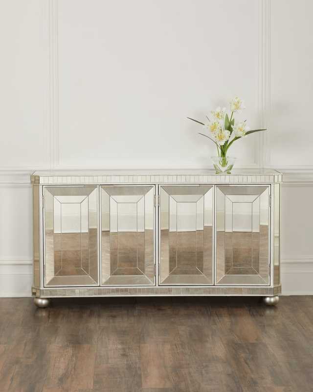 Maybelle Antiqued Mirror Credenza