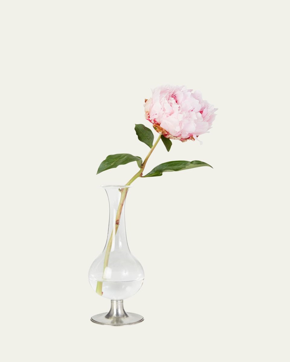 Pewter Footed Glass Vase