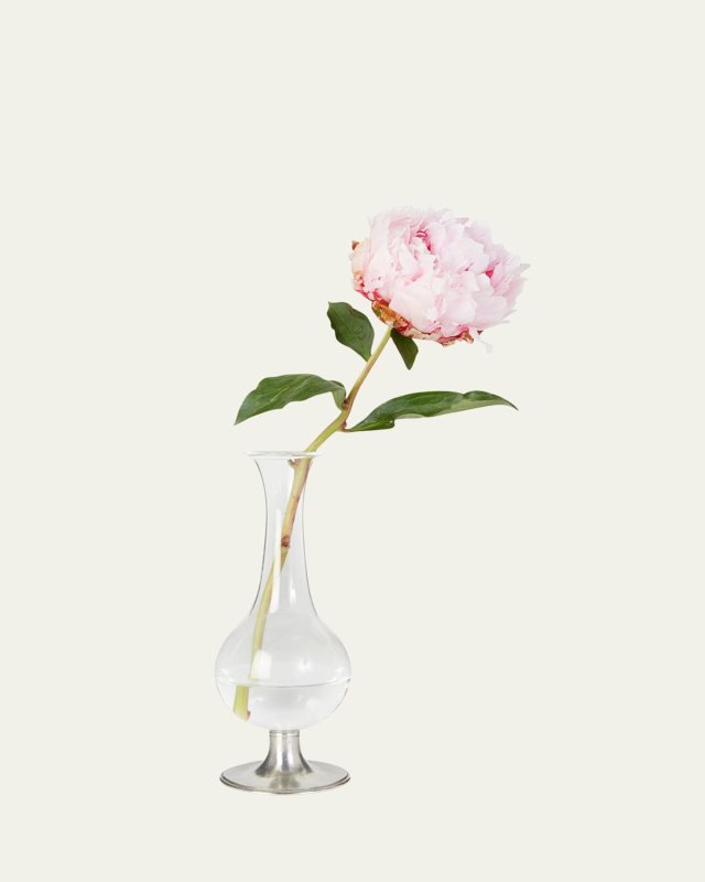 Pewter Footed Glass Vase