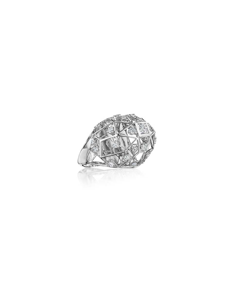 Estelar 18k White Gold Diamond Geometric Ring, Size 6.5 and