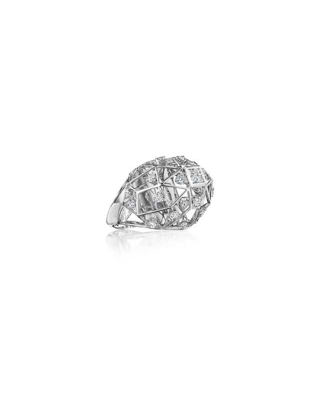 Estelar 18k White Gold Diamond Geometric Ring, Size 6.5 and