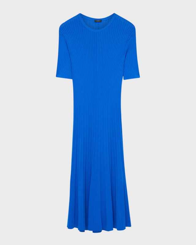 Ribbed Crewneck A-Line Midi Dress