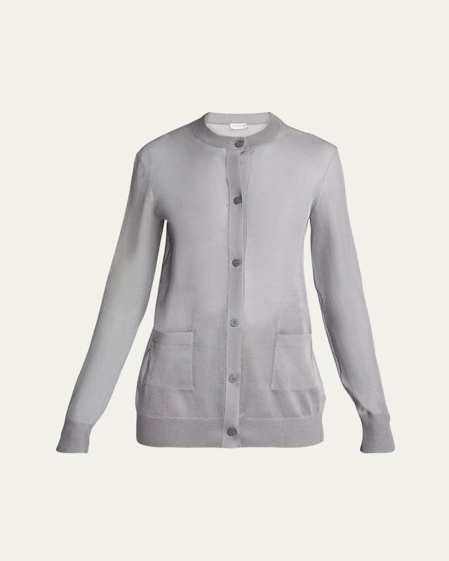 Sheer Knit Button-Front Cardigan
