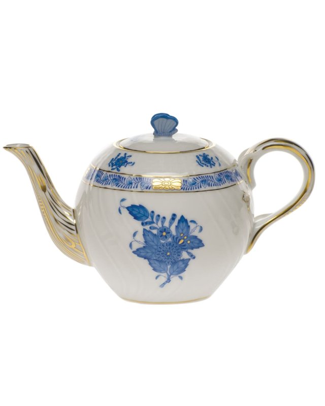 Chinese Bouquet Blue Teapot with Butterfly