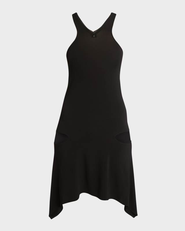 Zip Halter Cutout Crepe Jersey Mini Dress