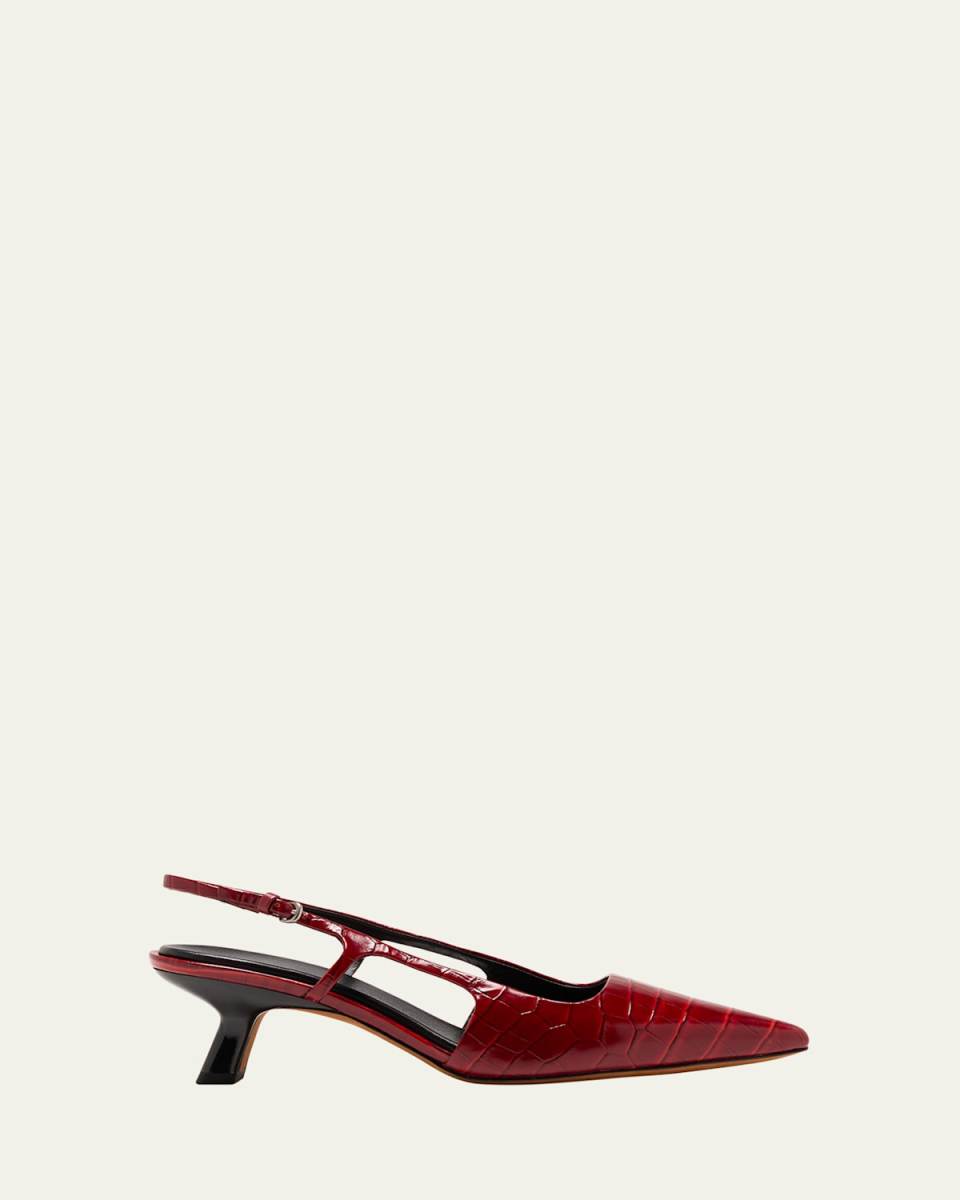 Bianca Croco Kitten Slingback Pumps