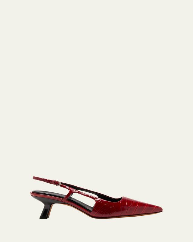 Bianca Croco Kitten Slingback Pumps