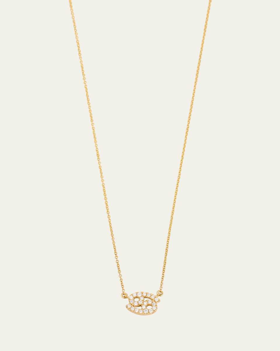 Star Sign Necklace, Cancer, in Yellow Gold and White Diamonds