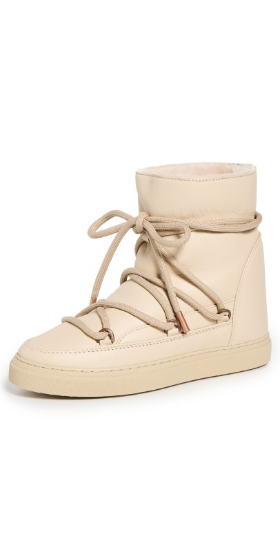 Inuikii Leather Wedge Boots Cream