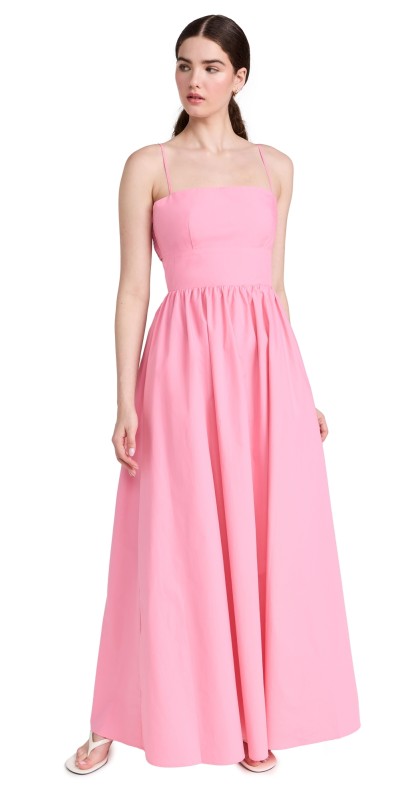 Susana Monaco Poplin Open Back Dress 42 Knockout Pink