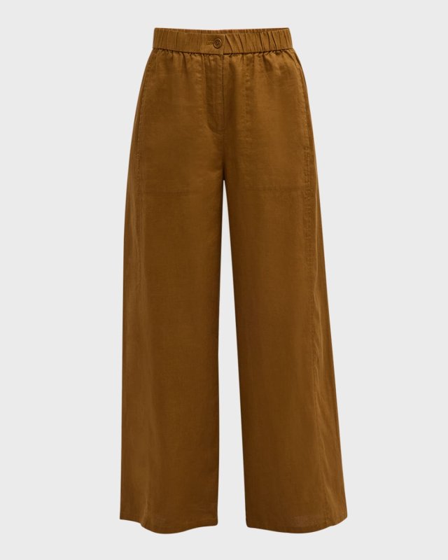 Cropped Wide-Leg Organic Linen Pants