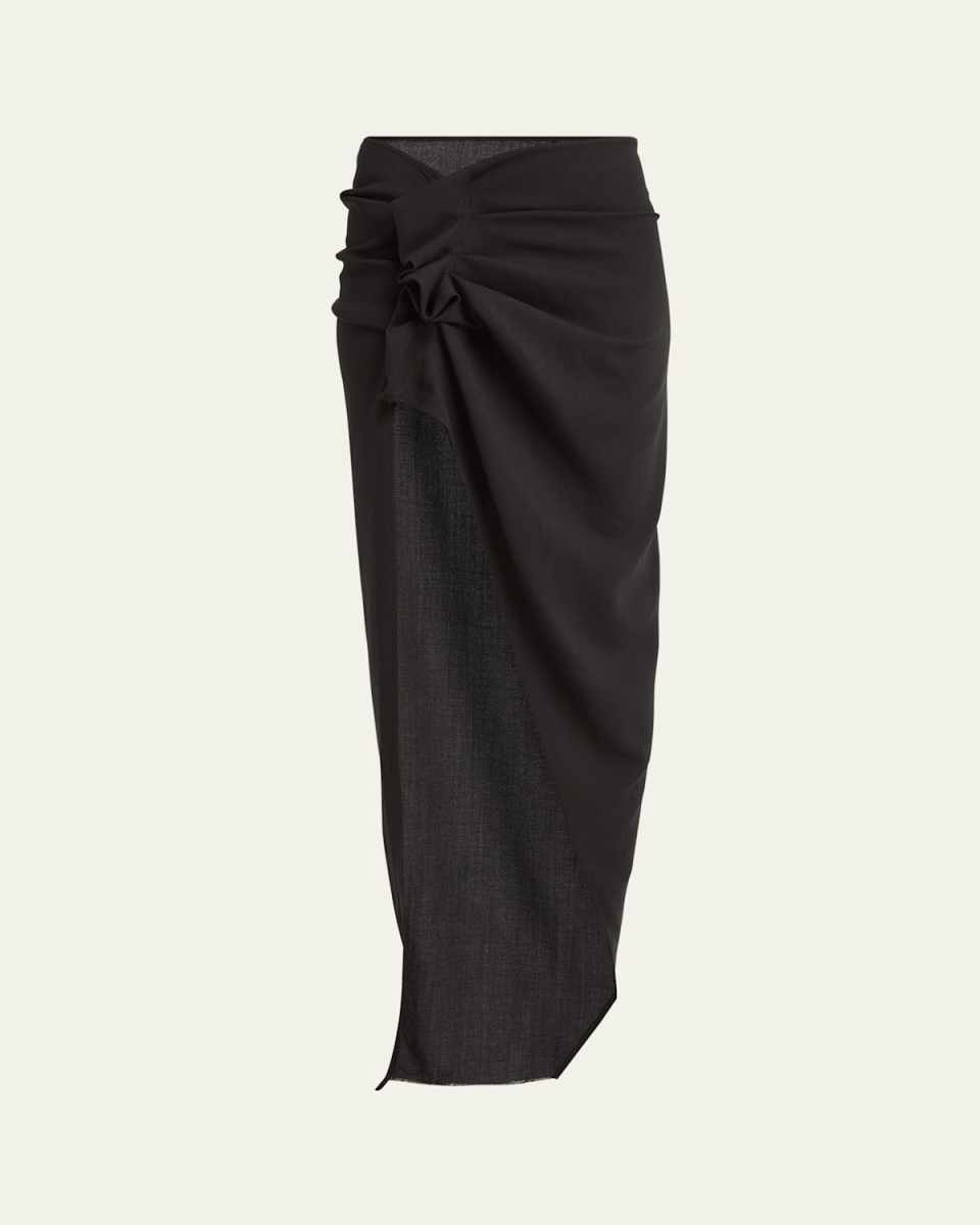Ruched Slit Maxi Skirt