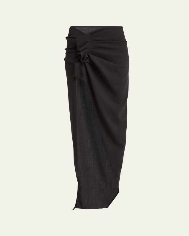 Ruched Slit Maxi Skirt
