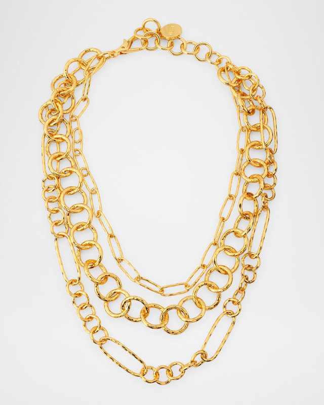 Hammered Gold Multi-Chain Necklace