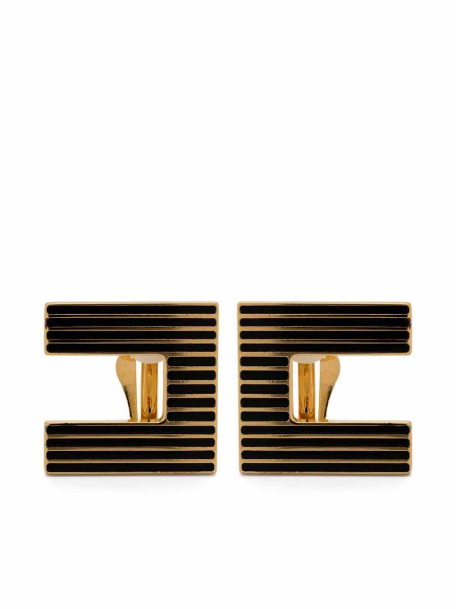 striped logo earrings