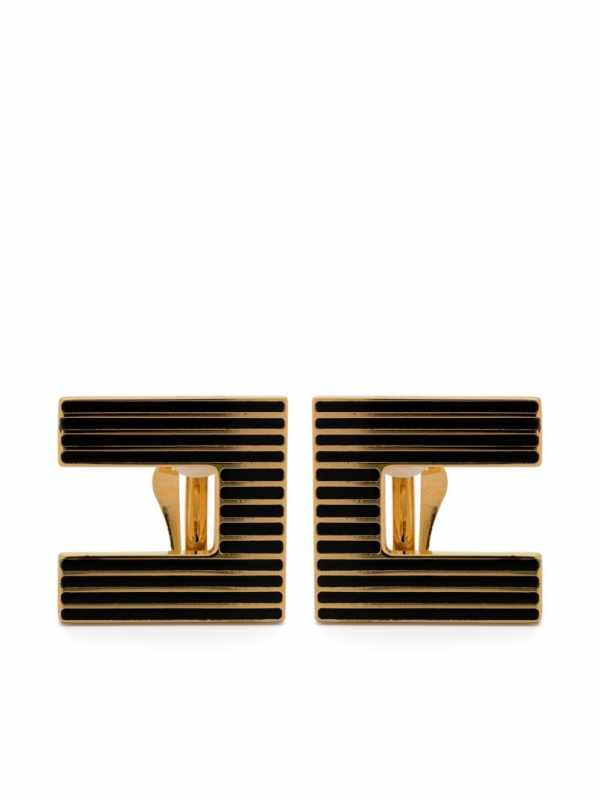striped logo earrings