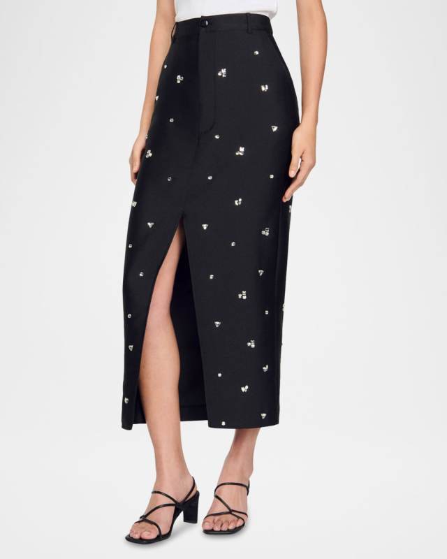 Interstellar Rhinestone Pencil Skirt