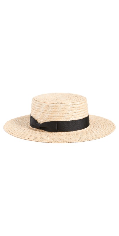 Lack Of Color Spencer Straw Boater Hat Natural/Black