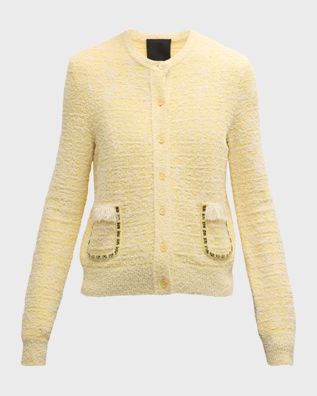 Logo-Print Tweed-Knit Short Jacket