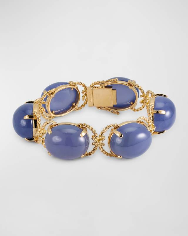 18K Yellow Gold Blue Chalcedony Pebble Bracelet