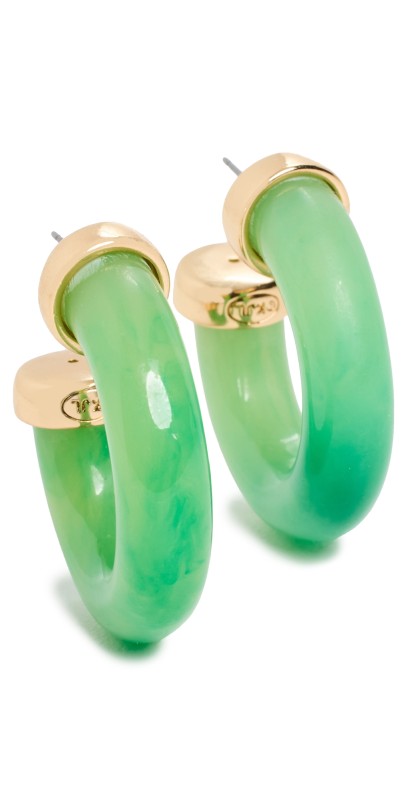 Kenneth Jay Lane Jade Resin Hoop Earrings Light Mint Jade