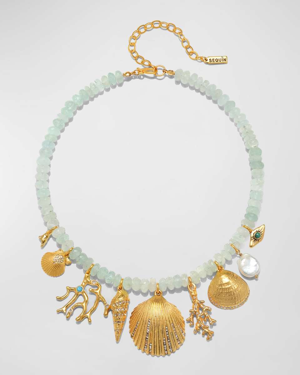 La Mer Aquamarine Bead Charm Necklace