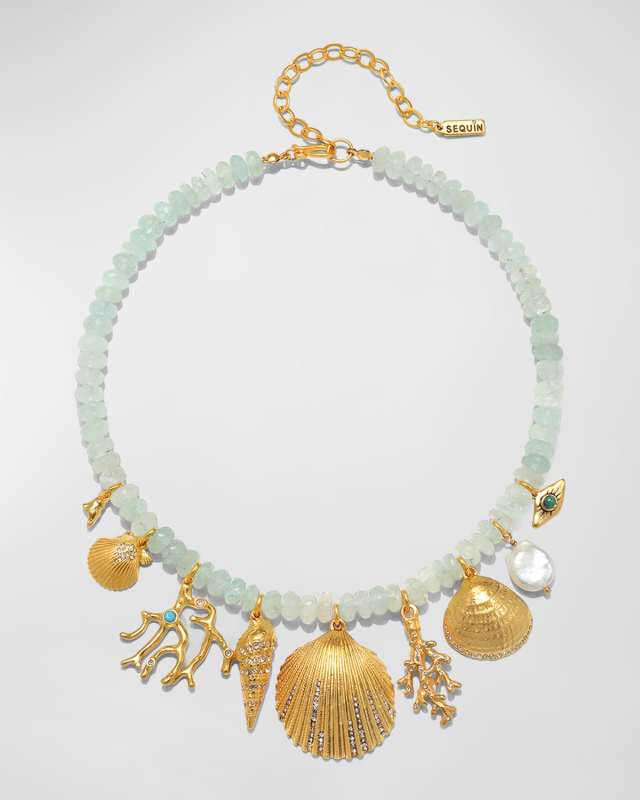La Mer Aquamarine Bead Charm Necklace
