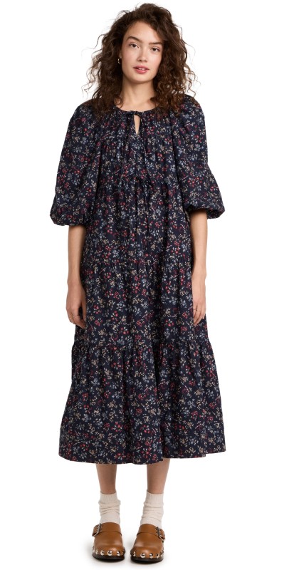 THE GREAT. The Bonnet Dress Nightshade Floral