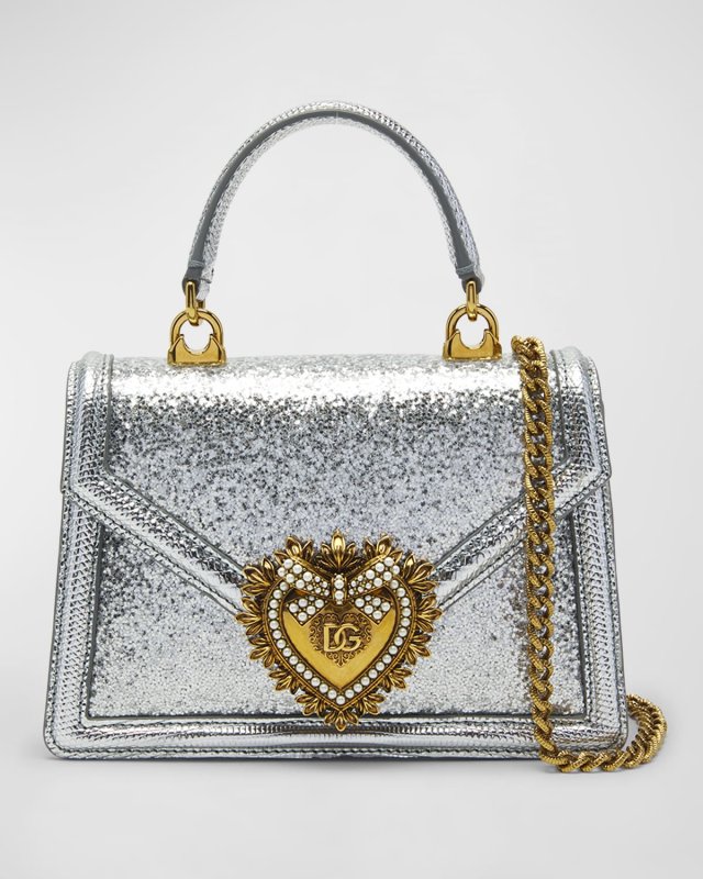 Devotion Mini Glitter Leather Top-Handle Bag