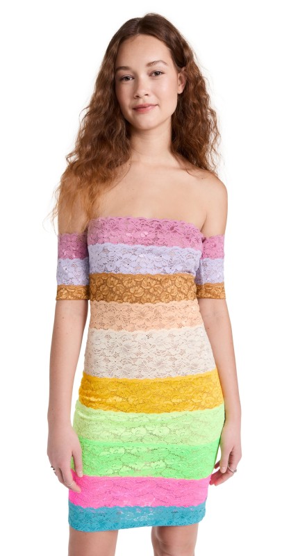 BruceGlen Caketripe Lace Bandage Mini Dress Cake Rainbow