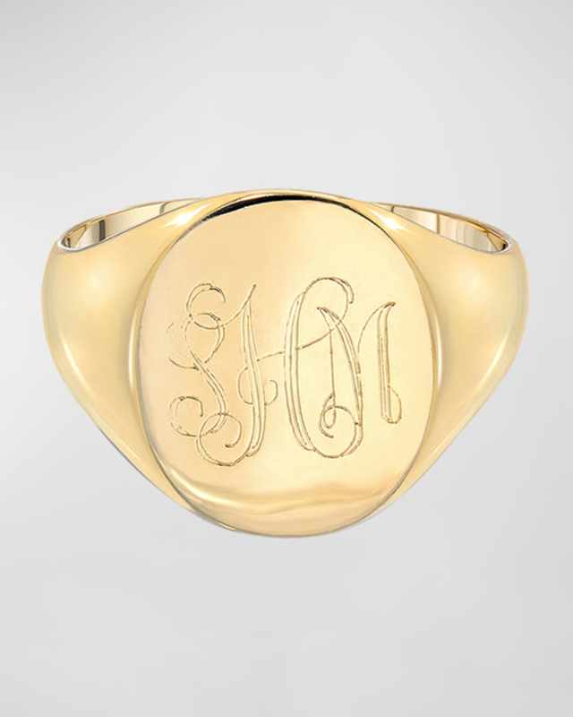Large Personalized Initial Signet Ring, Size 4-8