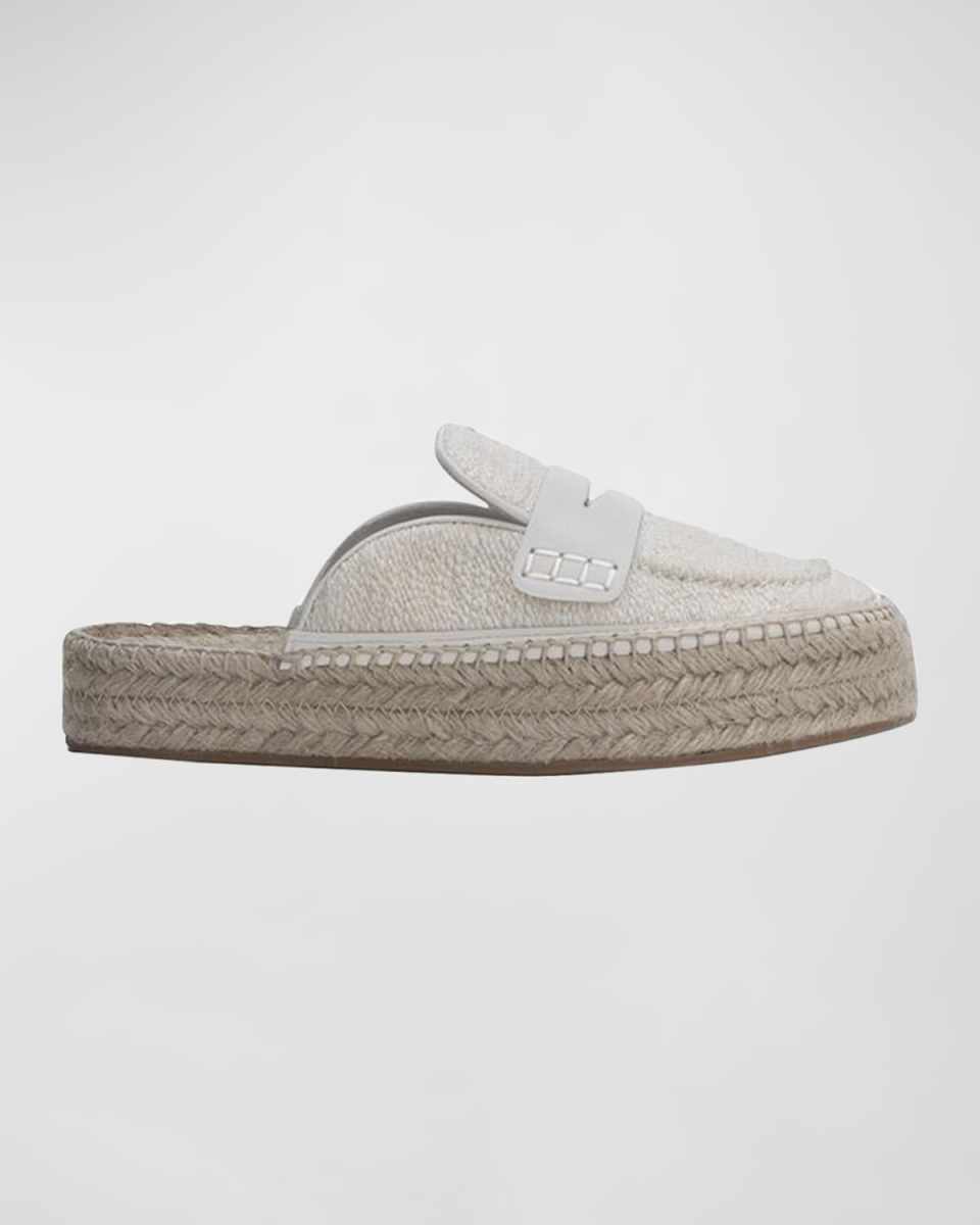 Cotton Penny Loafer Espadrille Mules