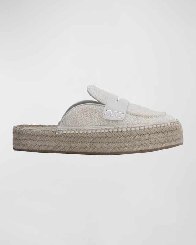 Cotton Penny Loafer Espadrille Mules