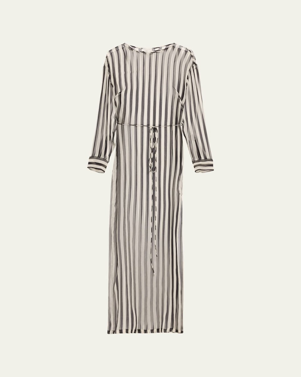 Duzcos Long Stripe Silk Dress