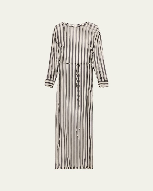 Duzcos Long Stripe Silk Dress