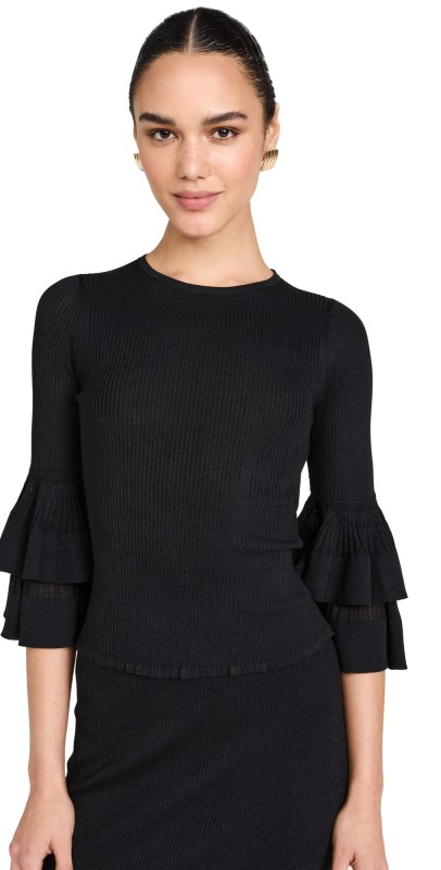 Zimmermann Story 1 Tiered Ruffle Top Black