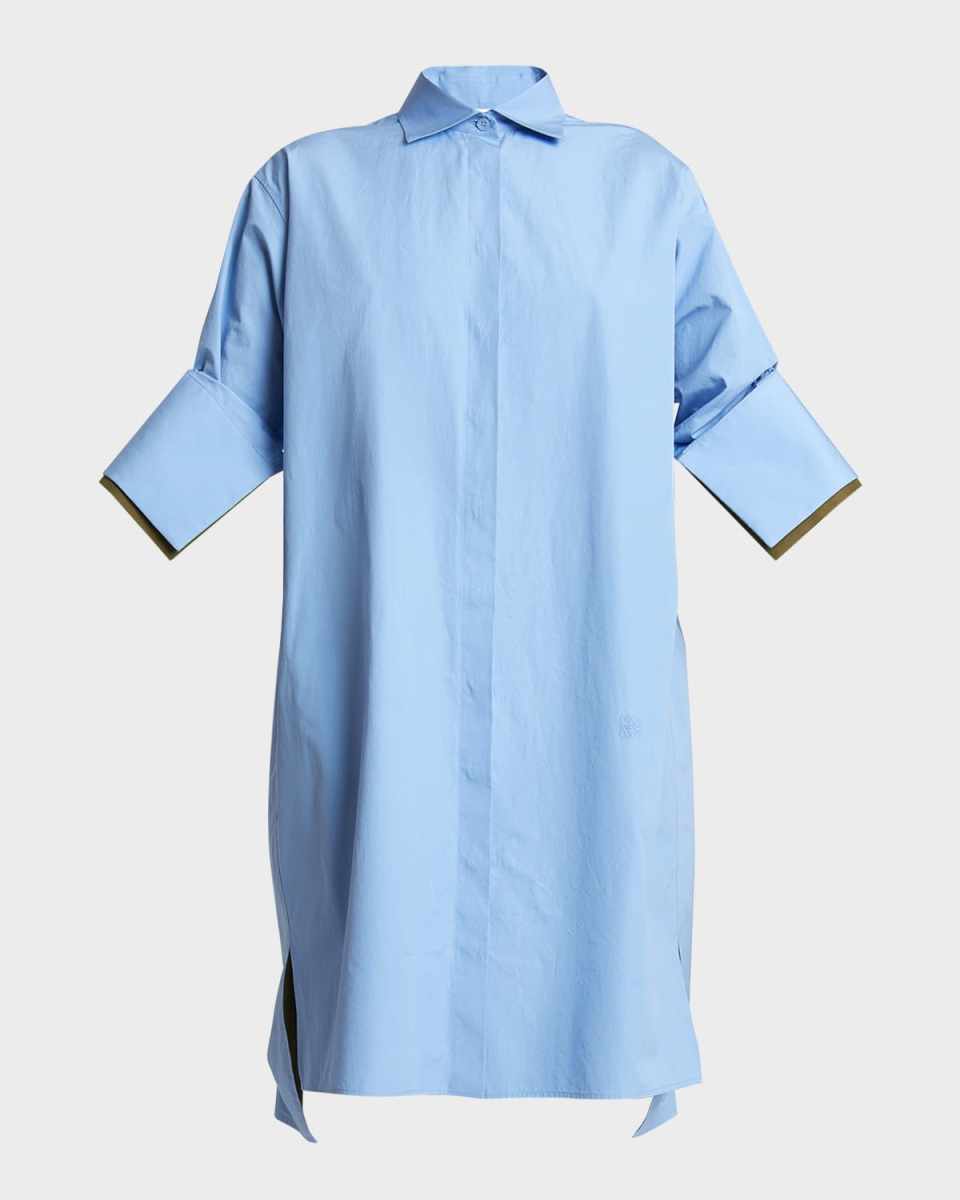 Button-Front Shirtdress with Turned-Up Sleeves