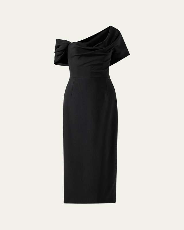 Draped Off-The-Shoulder Midi Dress