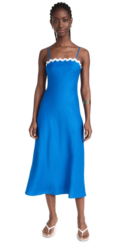 MINKPINK Florence Rickrack Midi Dress Cobalt