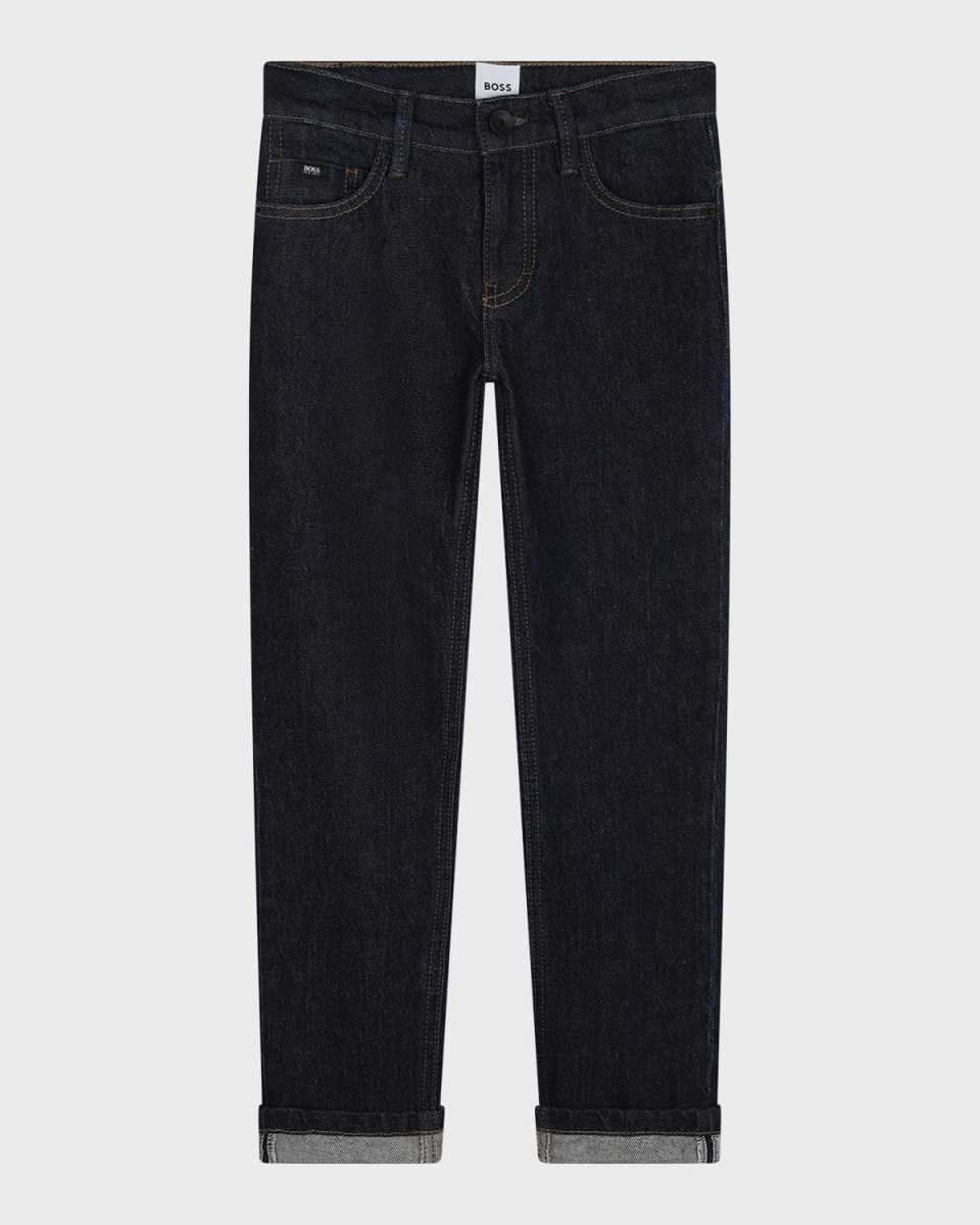 Boy's Jeans W/ Logo Label, Size 6-12