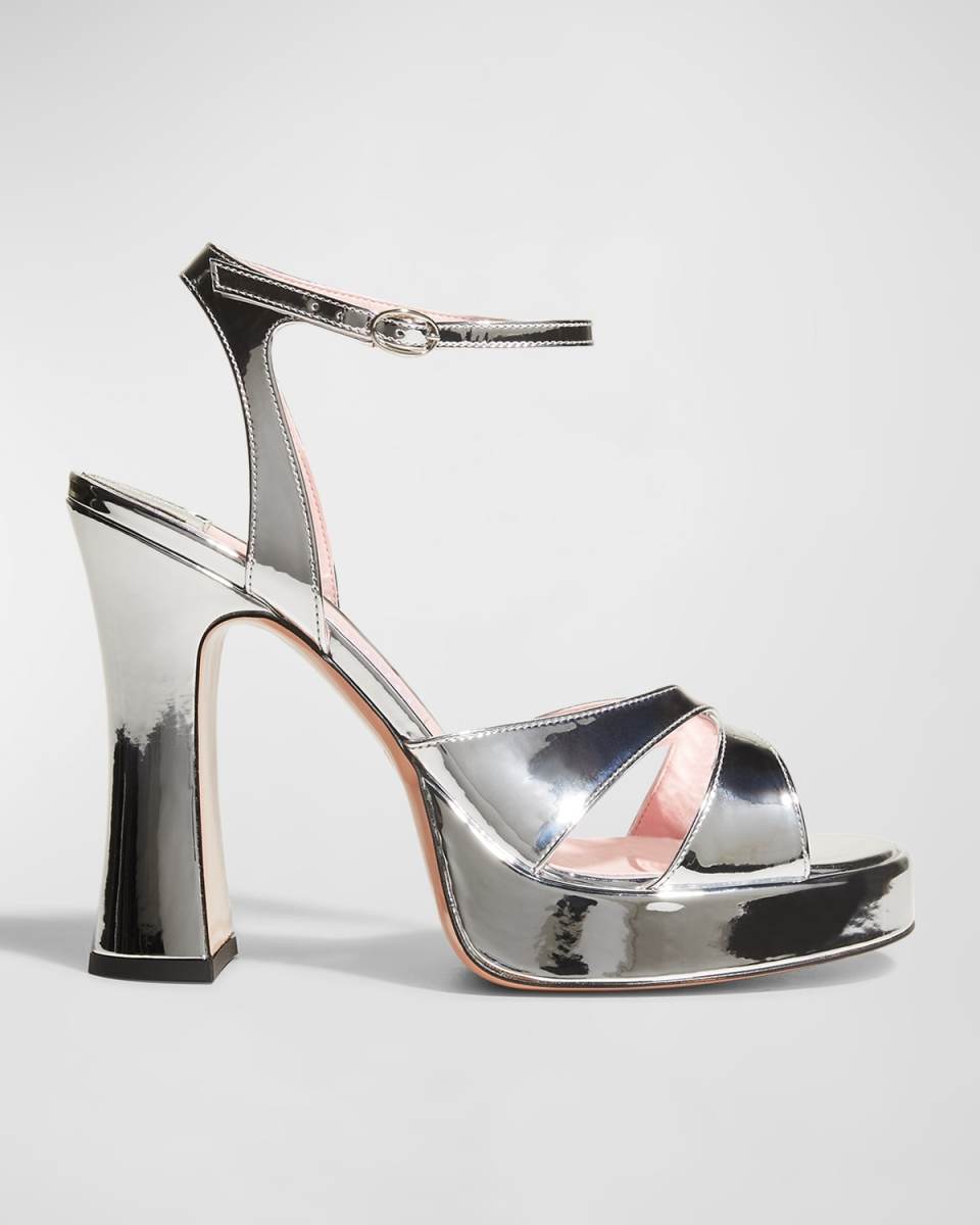 Miranda Crisscross Mirror Platform Sandals