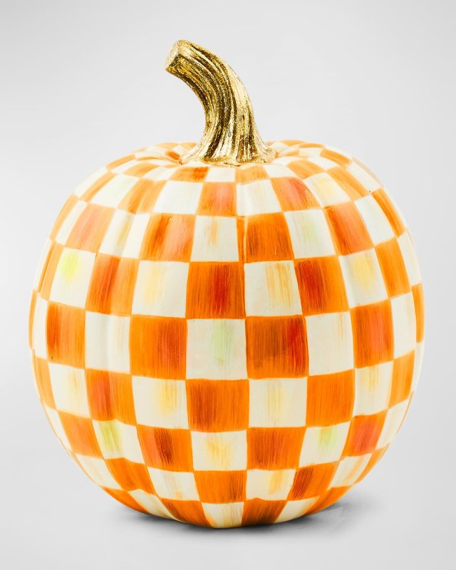 Orange Check Small Pumpkin, 10"