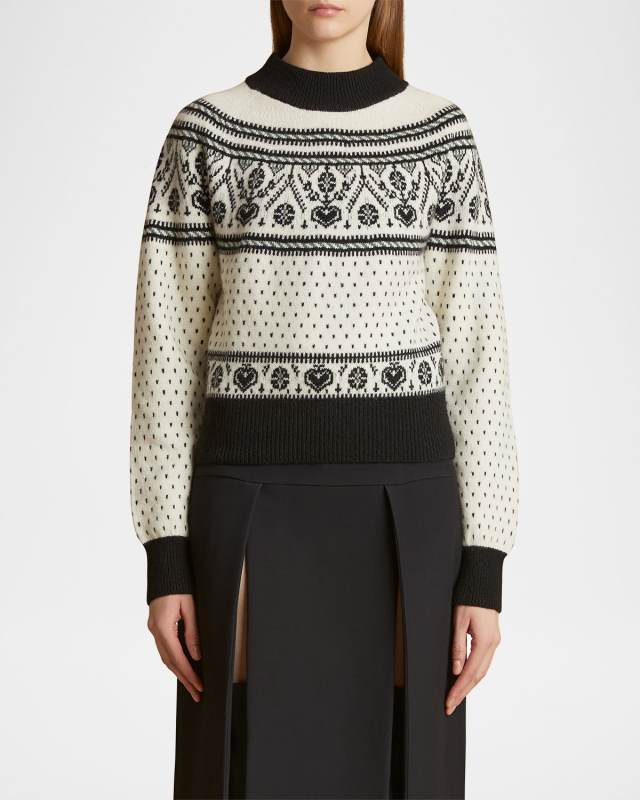 Guy Intarsia Mock Neck Cashmere Sweater