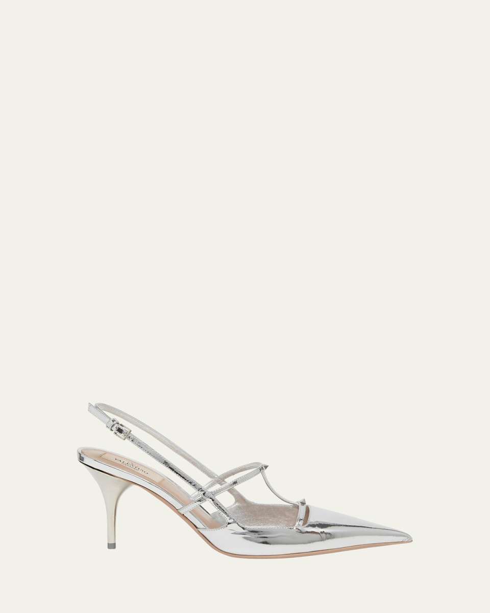 Rockstud Wispy Metallic Slingback Pumps