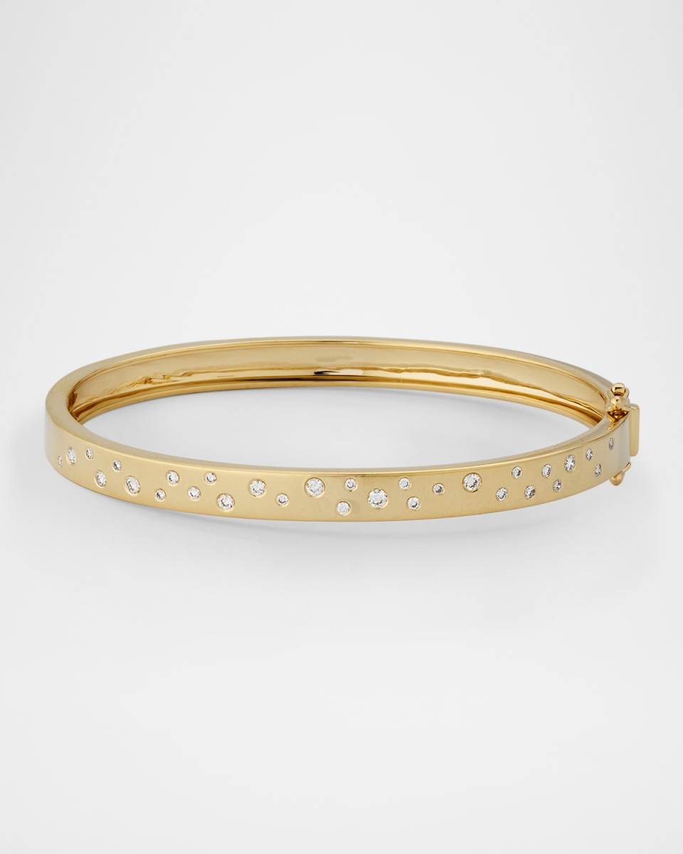14K Yellow Gold Scattered Diamond Bangle Bracelet
