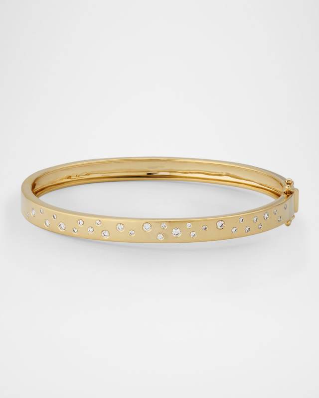 14K Yellow Gold Scattered Diamond Bangle Bracelet
