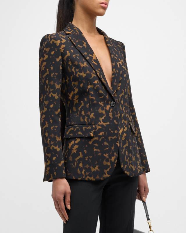 Staple Tortoise-Print Slim Crepe Blazer