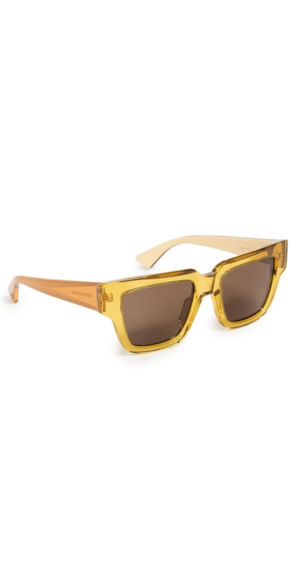 Bottega Veneta Nude Triangle Sunglasses Yellow-Yellow-Brown