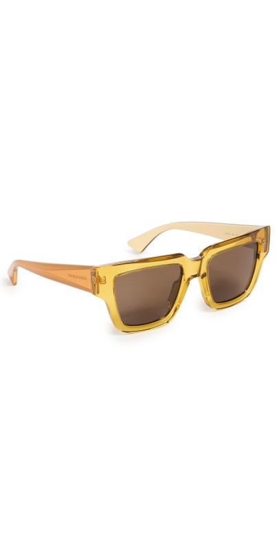 Bottega Veneta Nude Triangle Sunglasses Yellow-Yellow-Brown